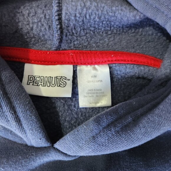 Peanuts Snoopy Graphic Hoodie Pullover Size Med Skating Kangaroo Pocket Blue - Picture 6 of 8